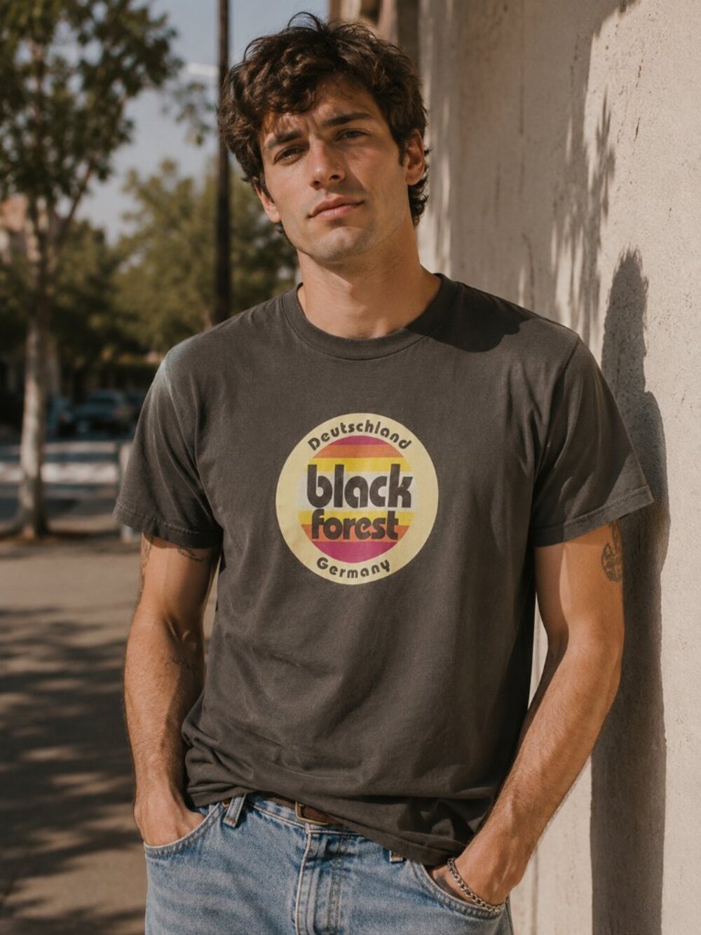 VINTAGE Y2K GERMANY BLACK FOREST Graphic Tee S Skater Retro Grunge DEUTSCHLAND